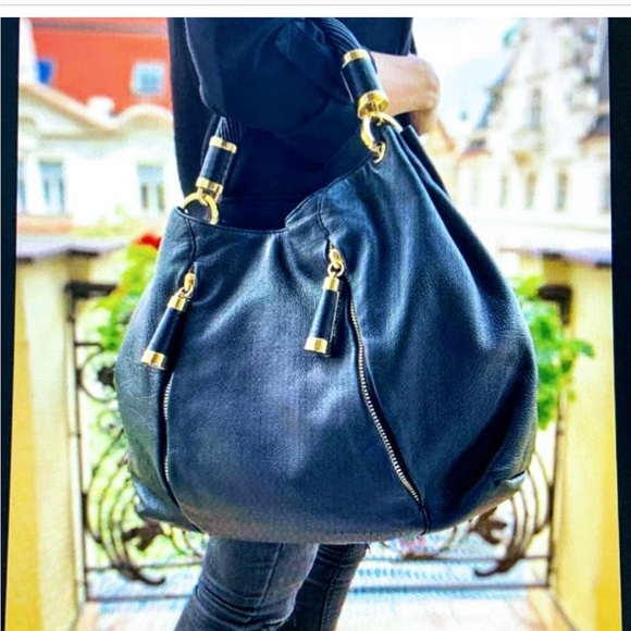 MICHAEL KORS SATCHEL HOBO SHOULDER BAG IN BLACK LEATHER - Picture 3 of 16